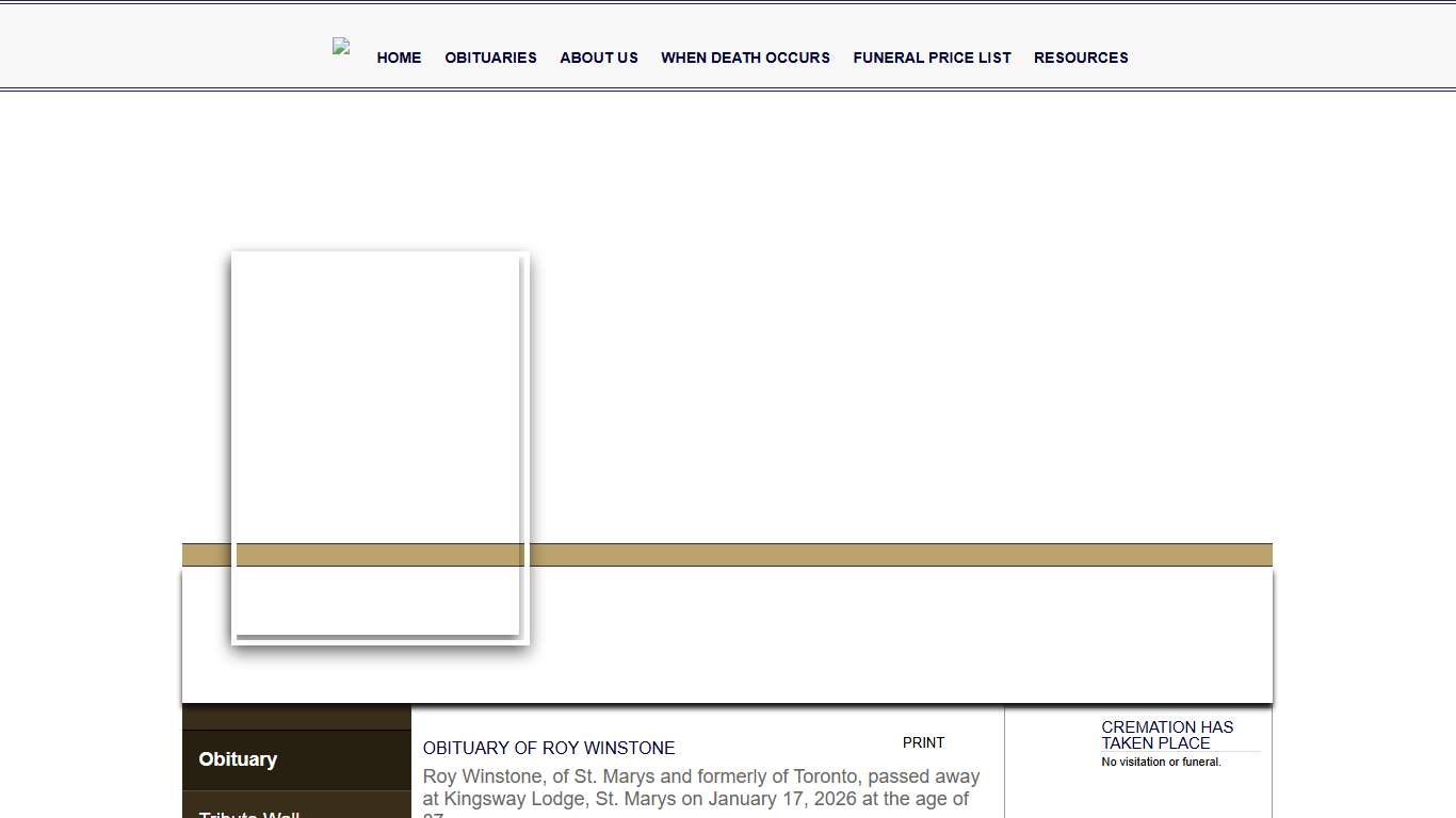 Obituary of Roy Winstone | Andrew L. Hodges Funeral Home | Serving...