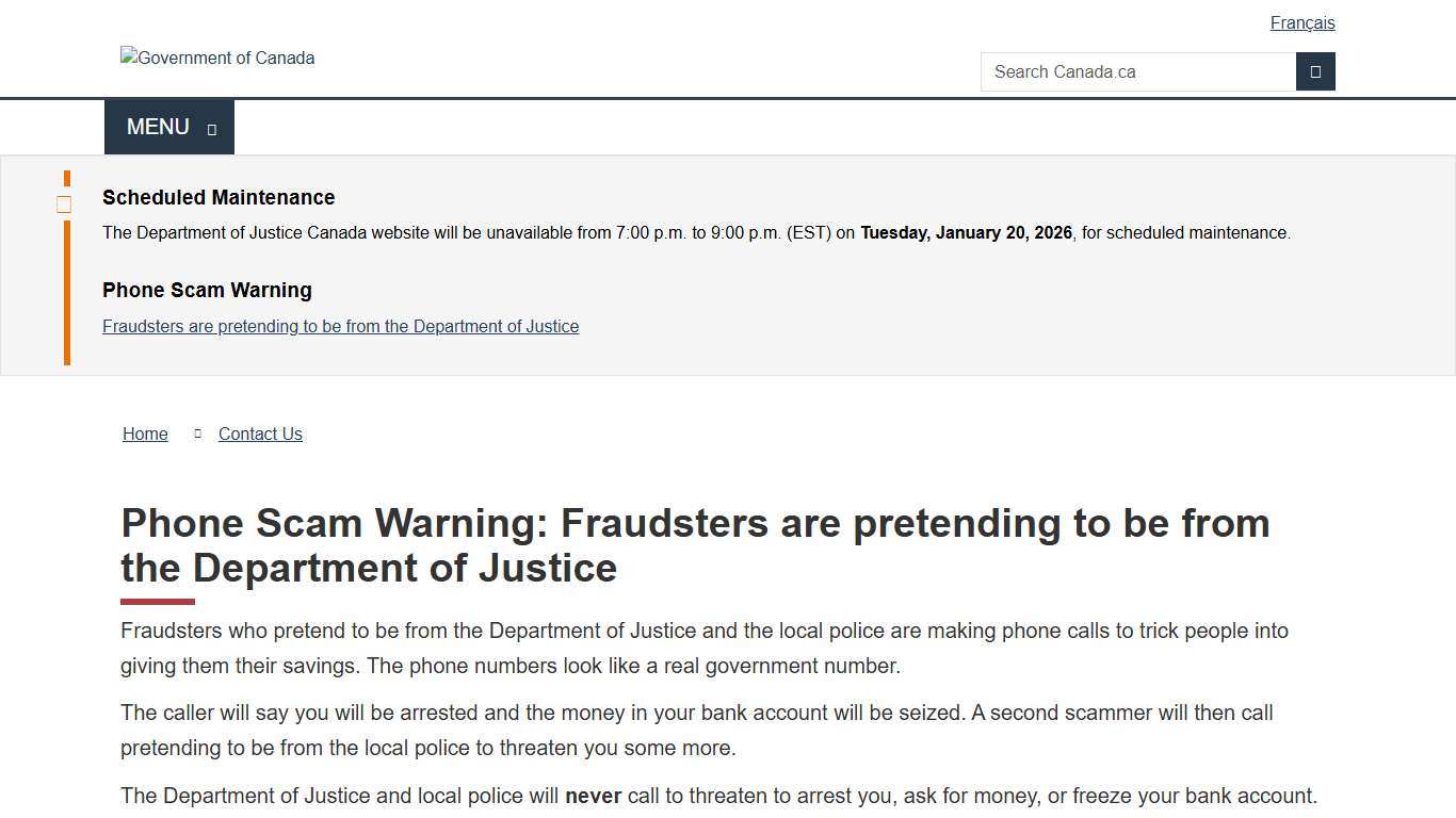 Phone Scam Warning: Fraudsters are pretending to be from the Department of Justice