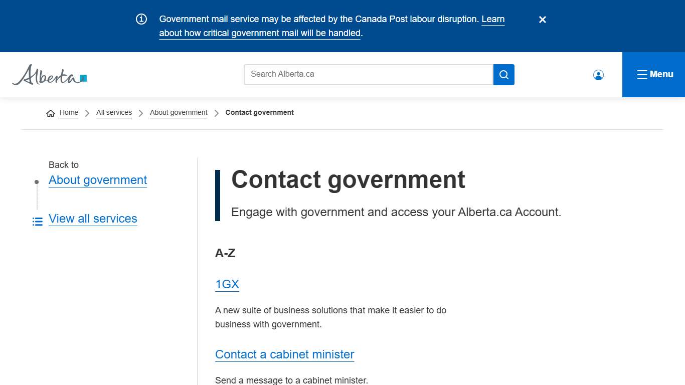 Contact government | Alberta.ca